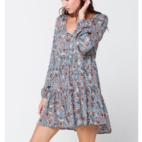 HP! NWT Sky and Sparrow Floral Henley Babydoll Dress - Picture 2 of 7